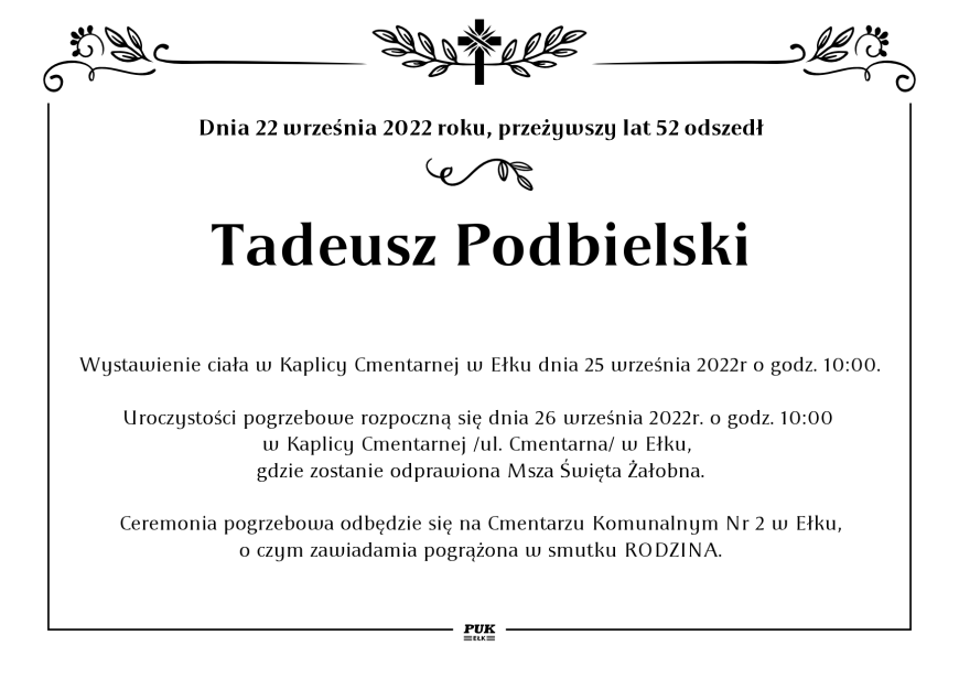 Tadeusz Podbielski - nekrolog
